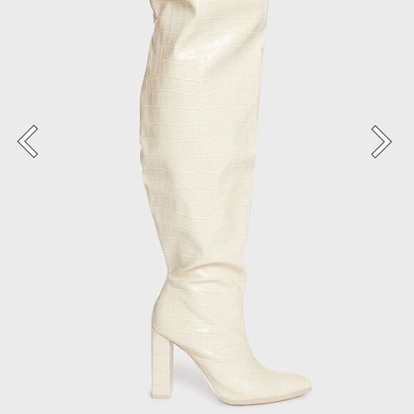 NWT Public Desire Poise Off White PU Boots - Size 7 - Picture 6 of 6